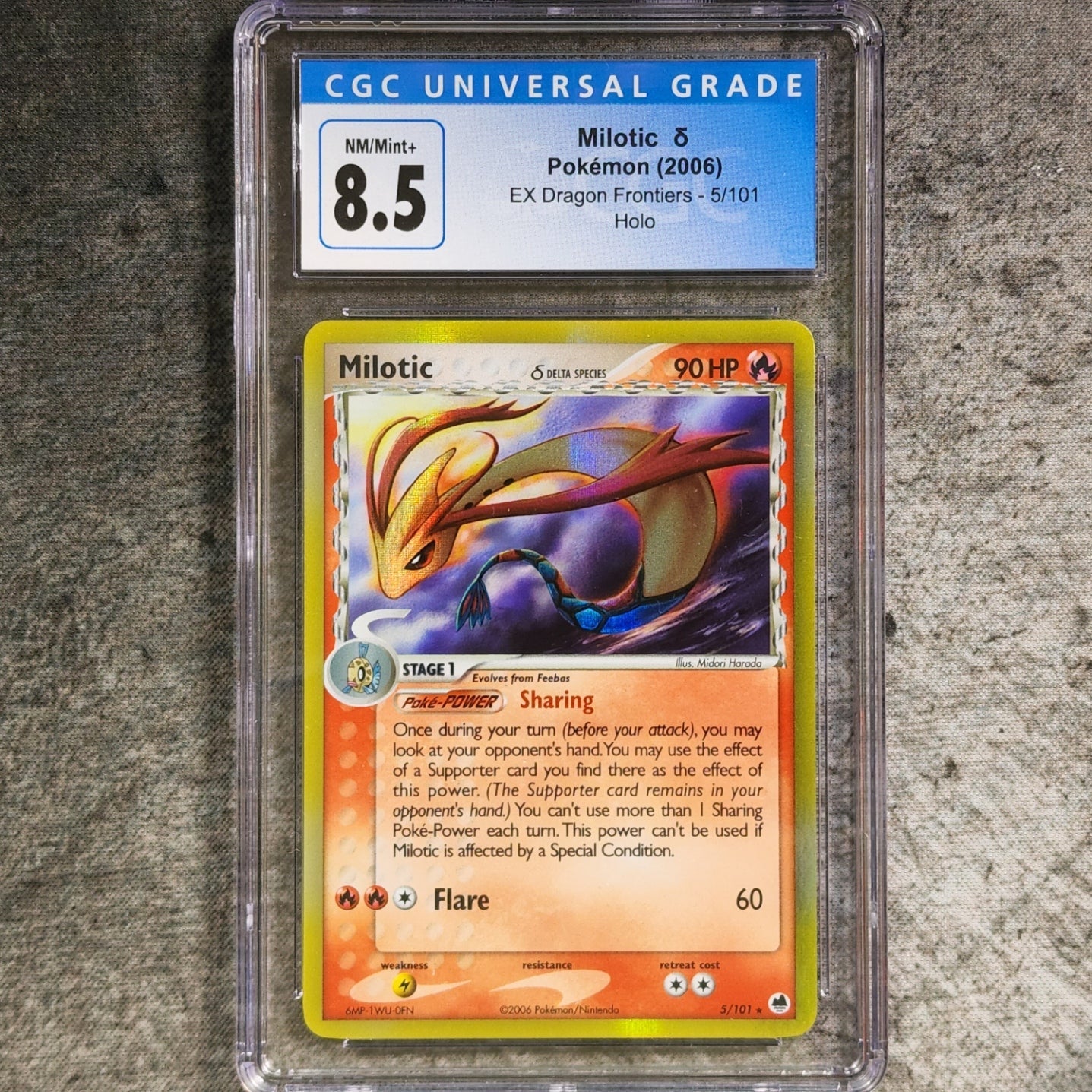 CGC 8.5 Milotic 5/101 Rare Holo Pokemon EX Dragon Frontiers FNT Collectibles CGC 8.5 Milotic 5/101 Rare Holo Pokemon EX Dragon Frontiers FNT Collectibles