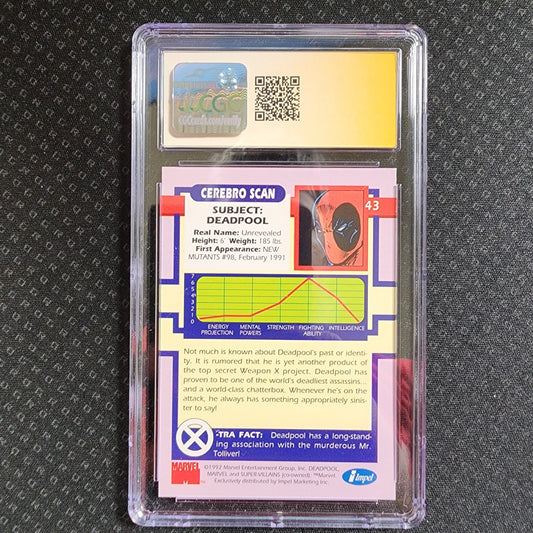 CGC 8.5 Deadpool X-Men Series 1 (1992) Impel #43 signed Jim Lee