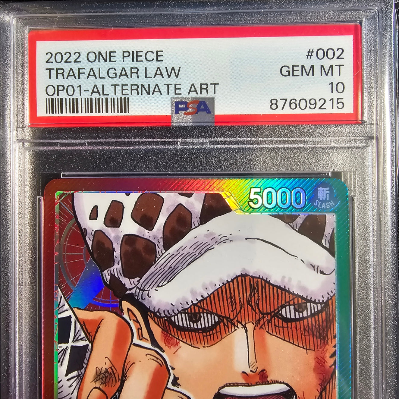 PSA 10 Trafalgar Law OP01-002 Alternate Art Pre-errata One Piece Romance Dawn