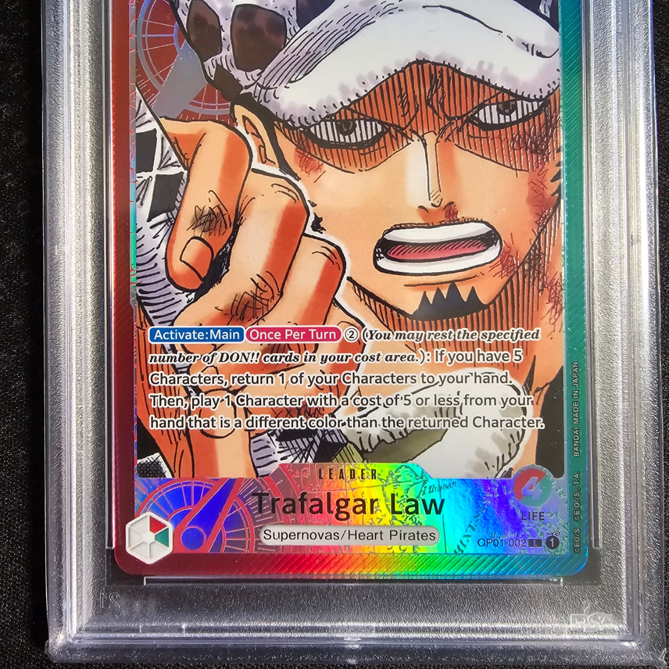 PSA 10 Trafalgar Law OP01-002 Alternate Art Pre-errata One Piece Romance Dawn