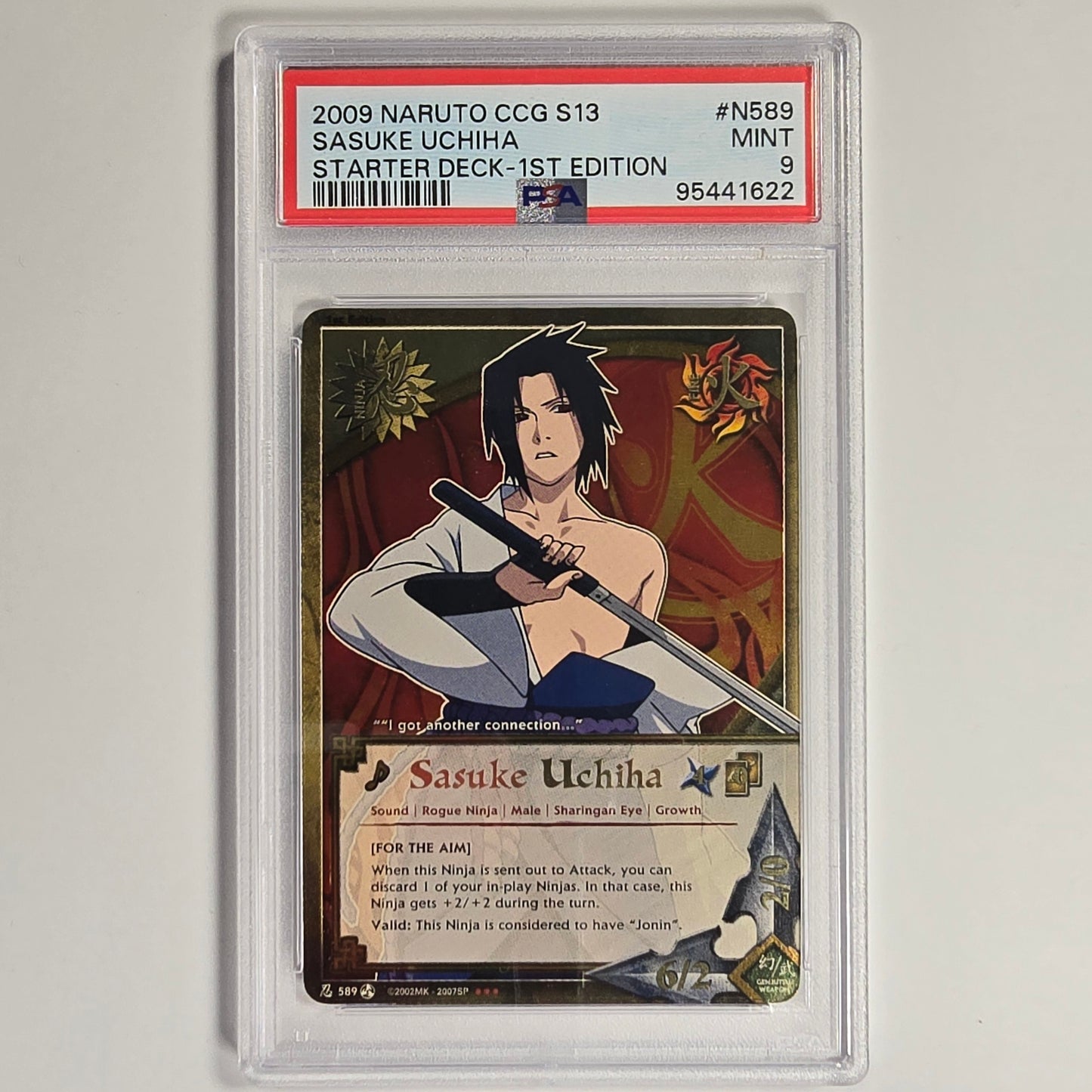 PSA 9 Sasuke Uchiha N589 S13 Fateful Reunion Starter Deck 1st Edition Naruto CCG