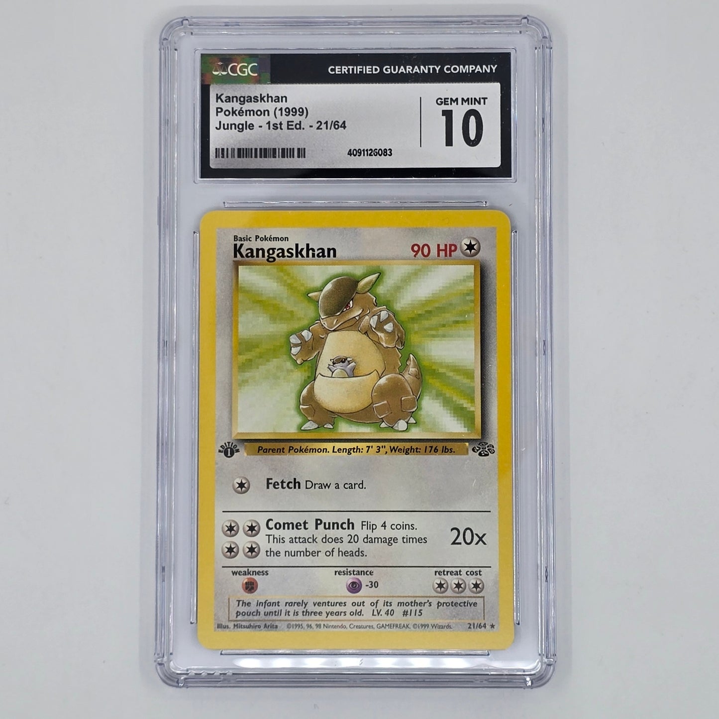 CGC 10 Kangaskhan 21/64 Non-Holo Rare Pokemon Jungle - 1st Edition