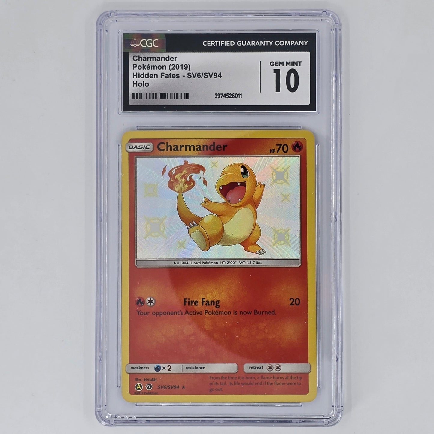 CGC 10 Charmander SV6 Holo Pokemon Hidden Fates