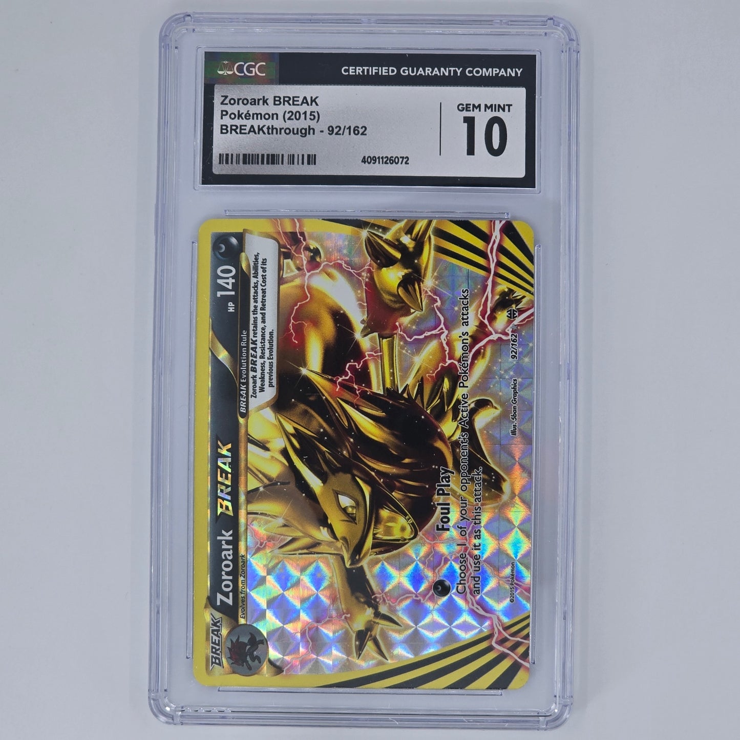 CGC 10 Zoroark BREAK 92/162 Foil Pokemon BREAKthrough