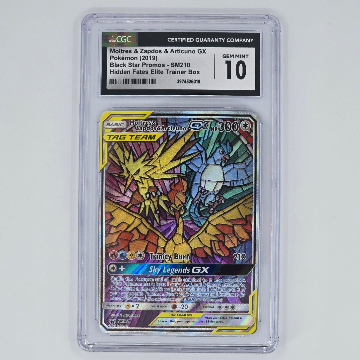 CGC 10 Moltres & Zapdos & Articuno GX SM210 Promo Pokemon Hidden Fates ETB