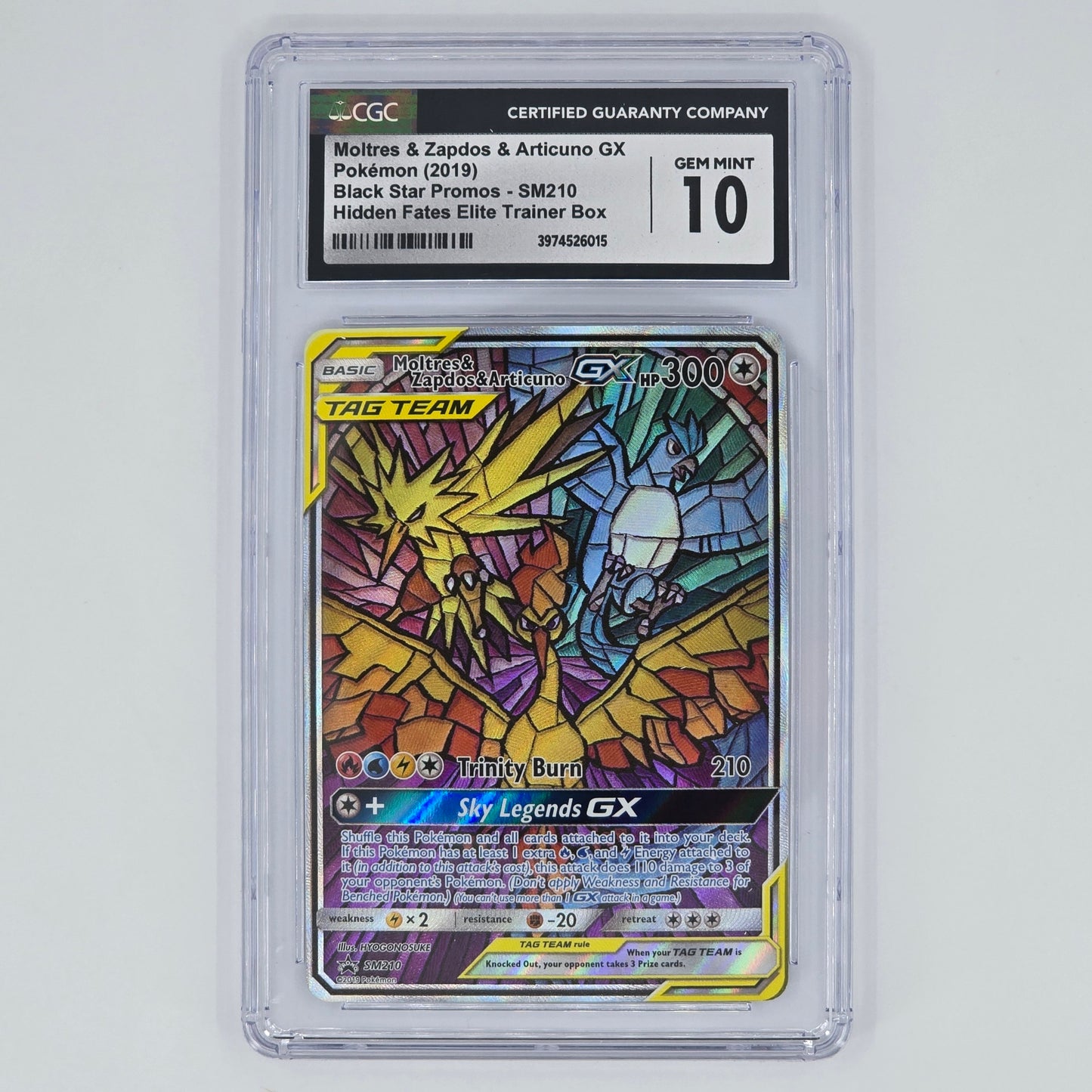 CGC 10 Moltres & Zapdos & Articuno GX SM210 Promo Pokemon Hidden Fates ETB