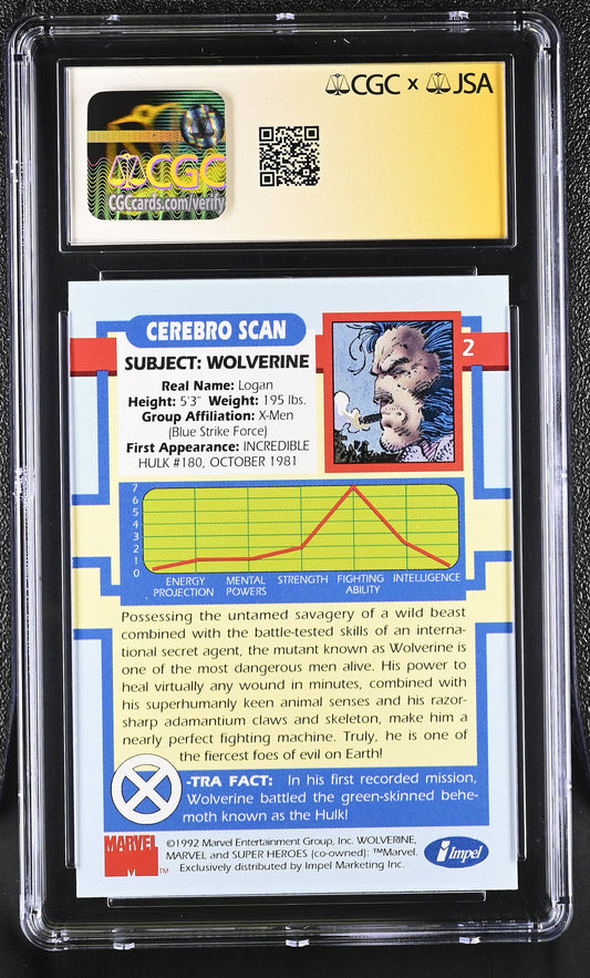 CGC 10 Wolverine 2 X-Men Series I Jim Lee SS 6201836003
