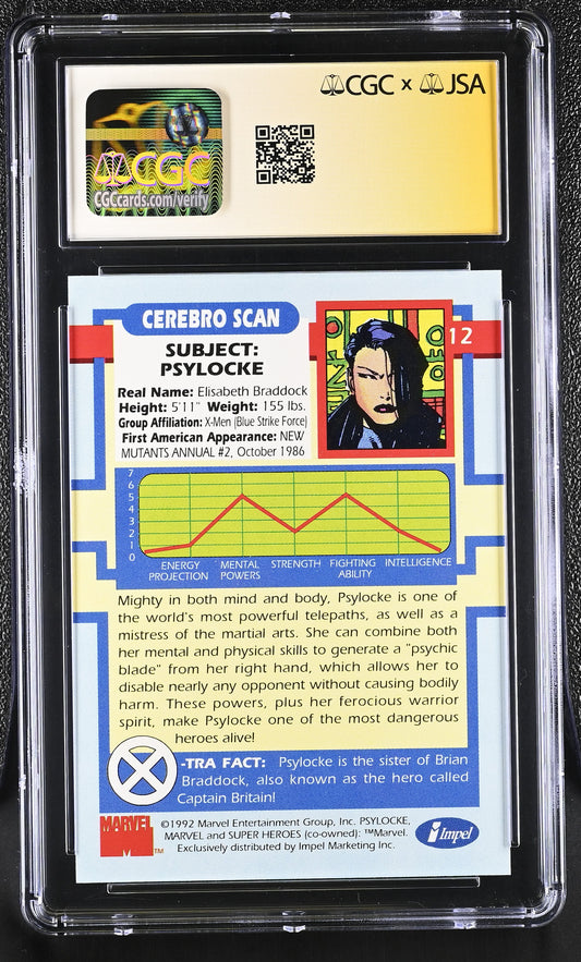 CGC 9 Psylocke 12 X-Men Series I Jim Lee SS 6201836010