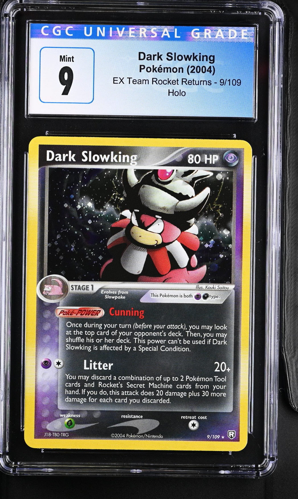 CGC 9 Dark Slowking Holo 9/109 Ex Team Rocket Returns 4077148018 (Back)