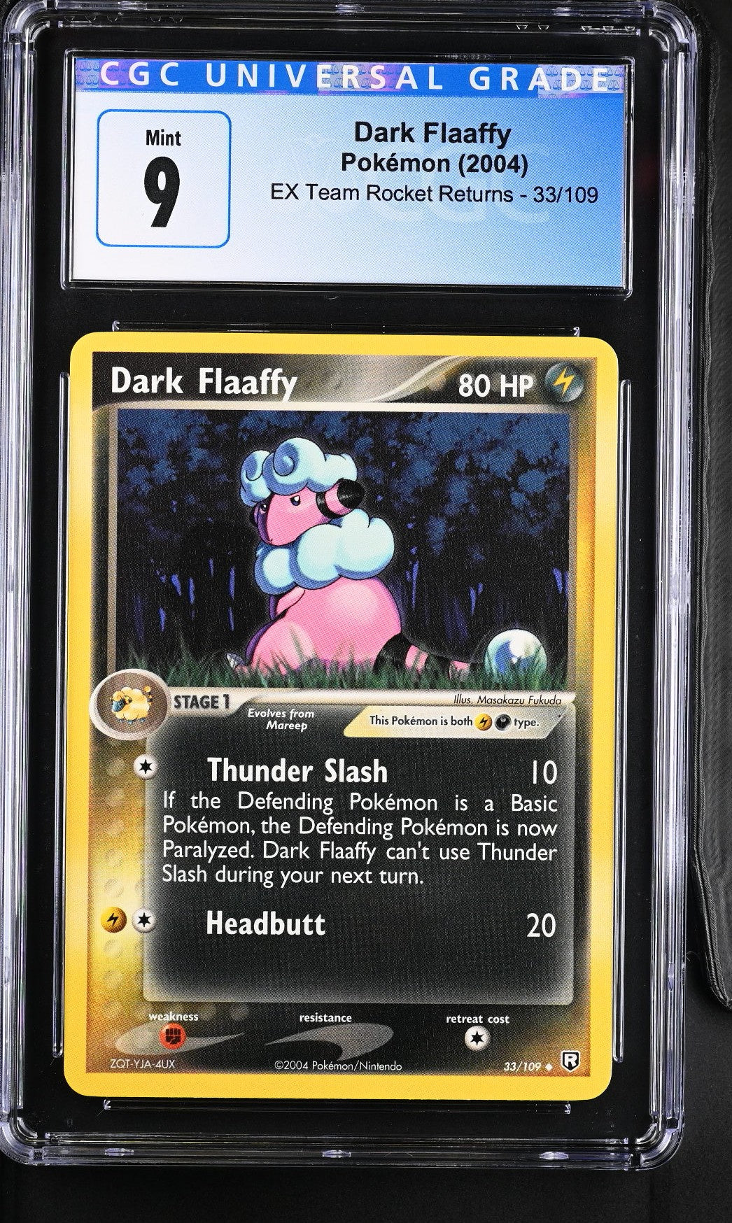 CGC 9 Dark Flaaffy 33/109 Ex Team Rocket Returns 4077148065 (Back)