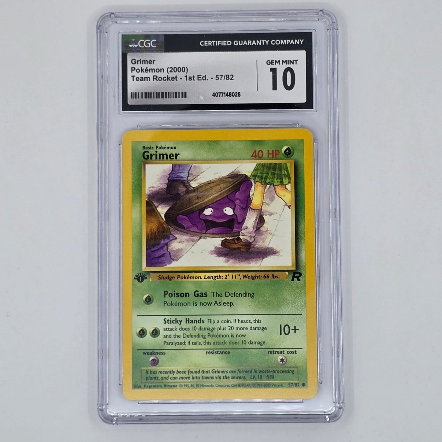 CGC 10 Grimer 57/82 Non-Holo Common Pokémon Team Rocket 1st Edition Front