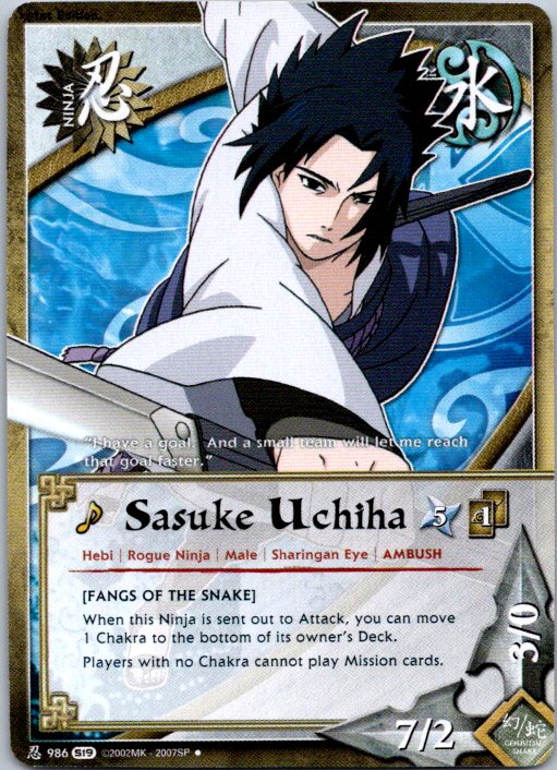 Sasuke Uchiha Ninja 986 Uncommon S19 Path of Pain Naruto CCG
