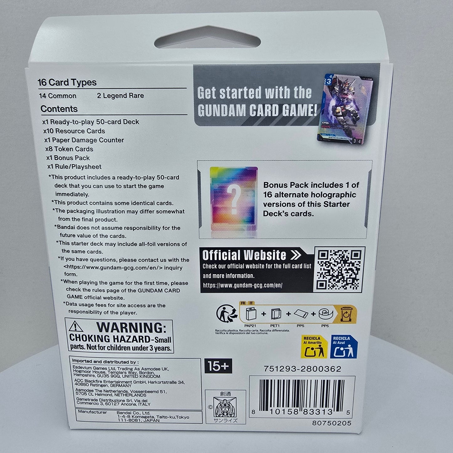 Gundam TCG: Heroic Beginnings ST01 Starter Deck Back