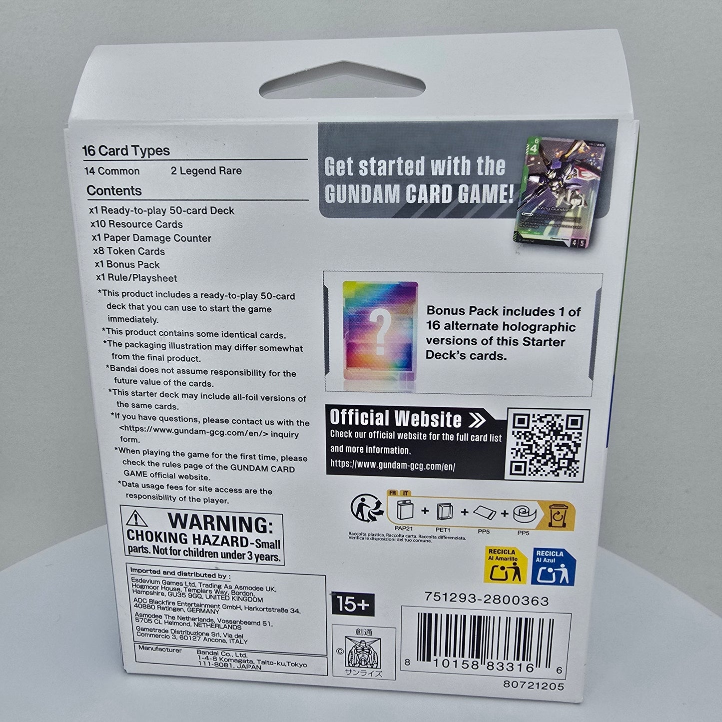 Gundam TCG: Wings of Advance ST02 Starter Deck Back