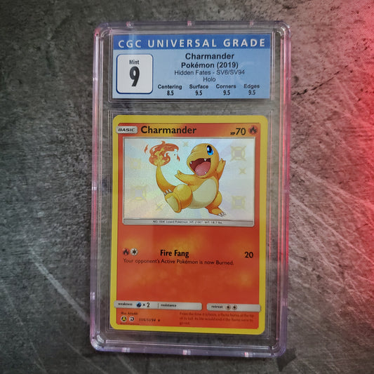 CGC9 Charmander SV6 Holo Pokemon Hidden Fates w/ Sub Grades