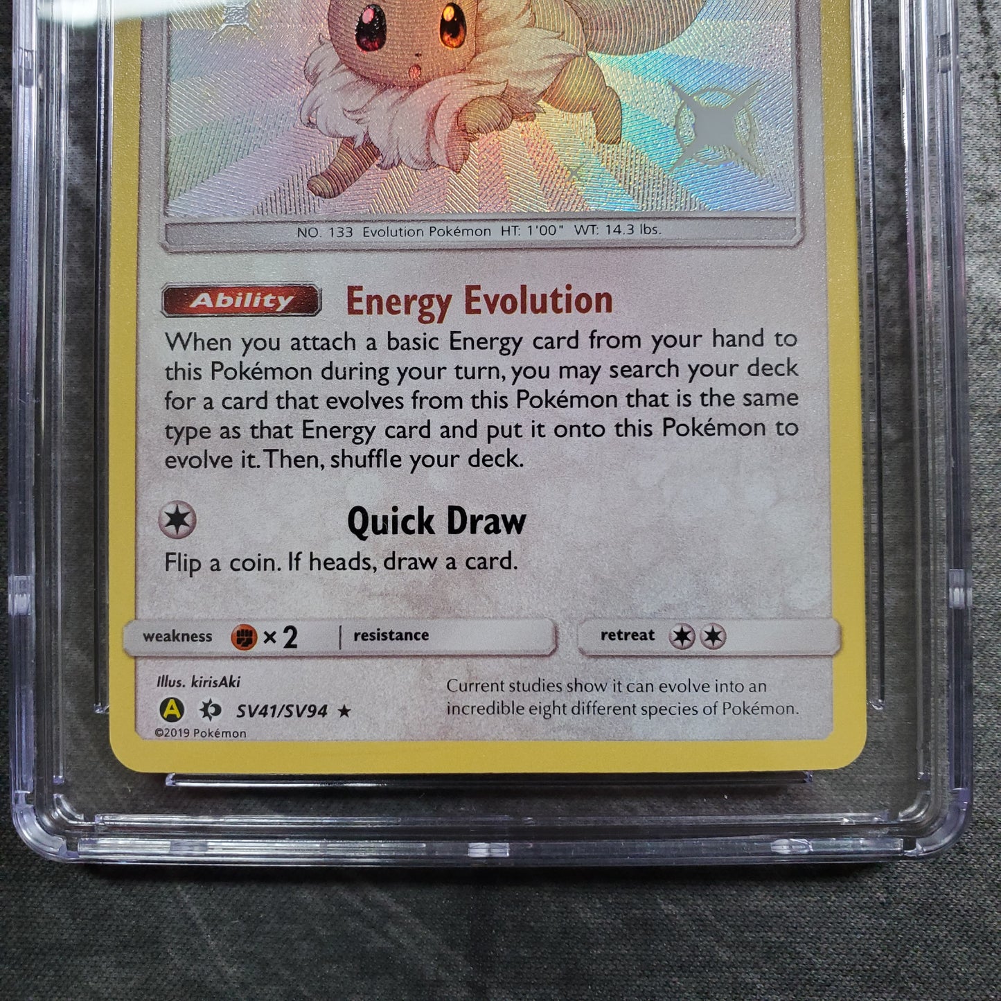 CGC9 Eevee SV41 Holo Pokemon Hidden Fates