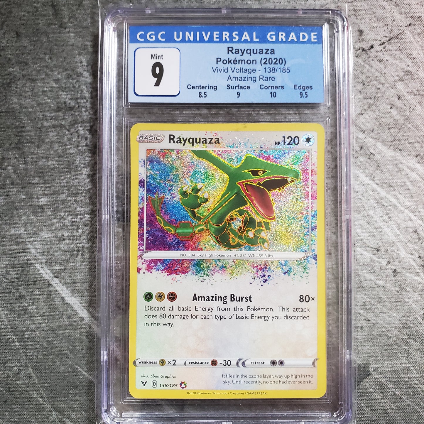 CGC 9 Rayquaza #138 Amazing Rare Pokemon Vivid Voltage