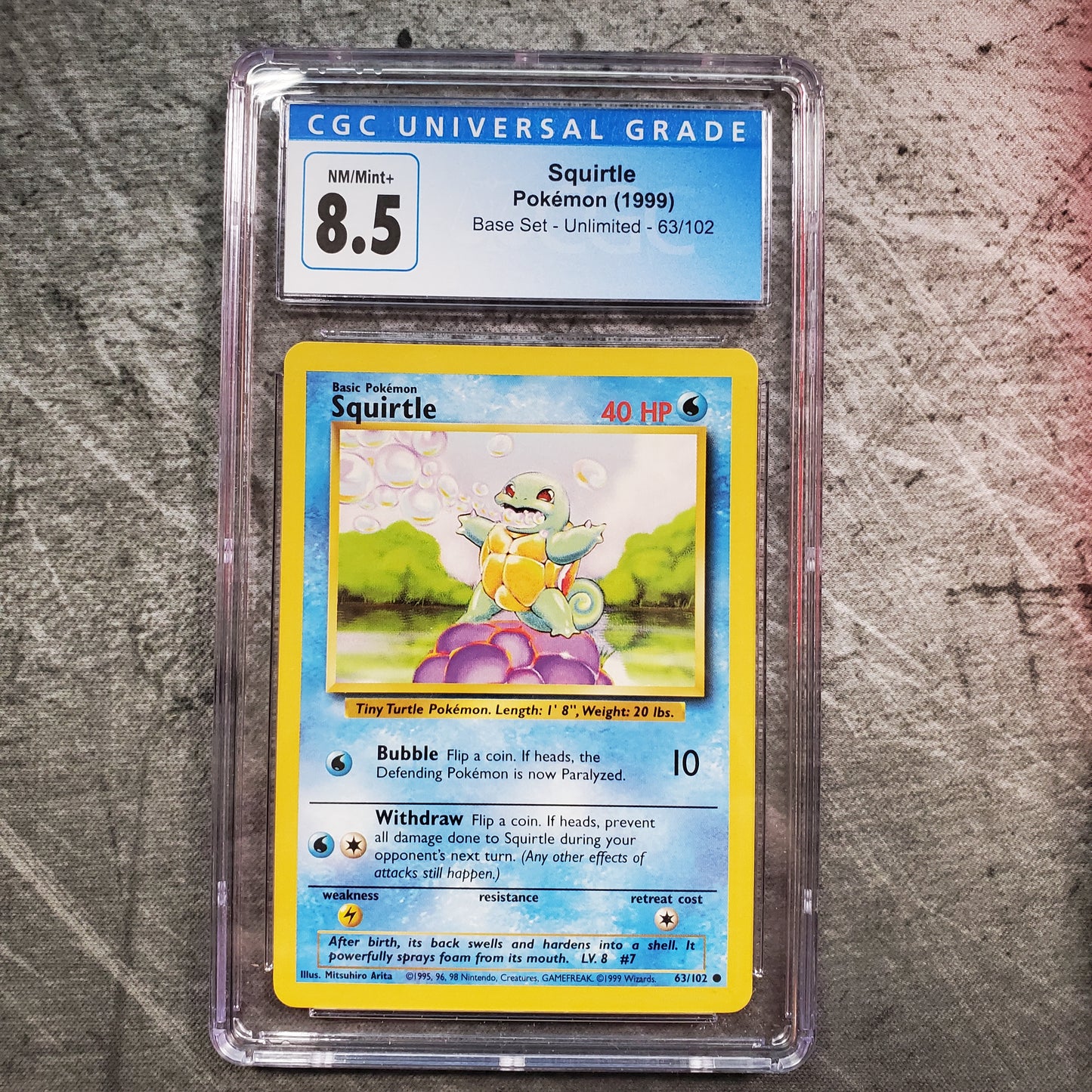 CGC 8.5 Squirtle 63/102 Pokémon Base Set Unlimited