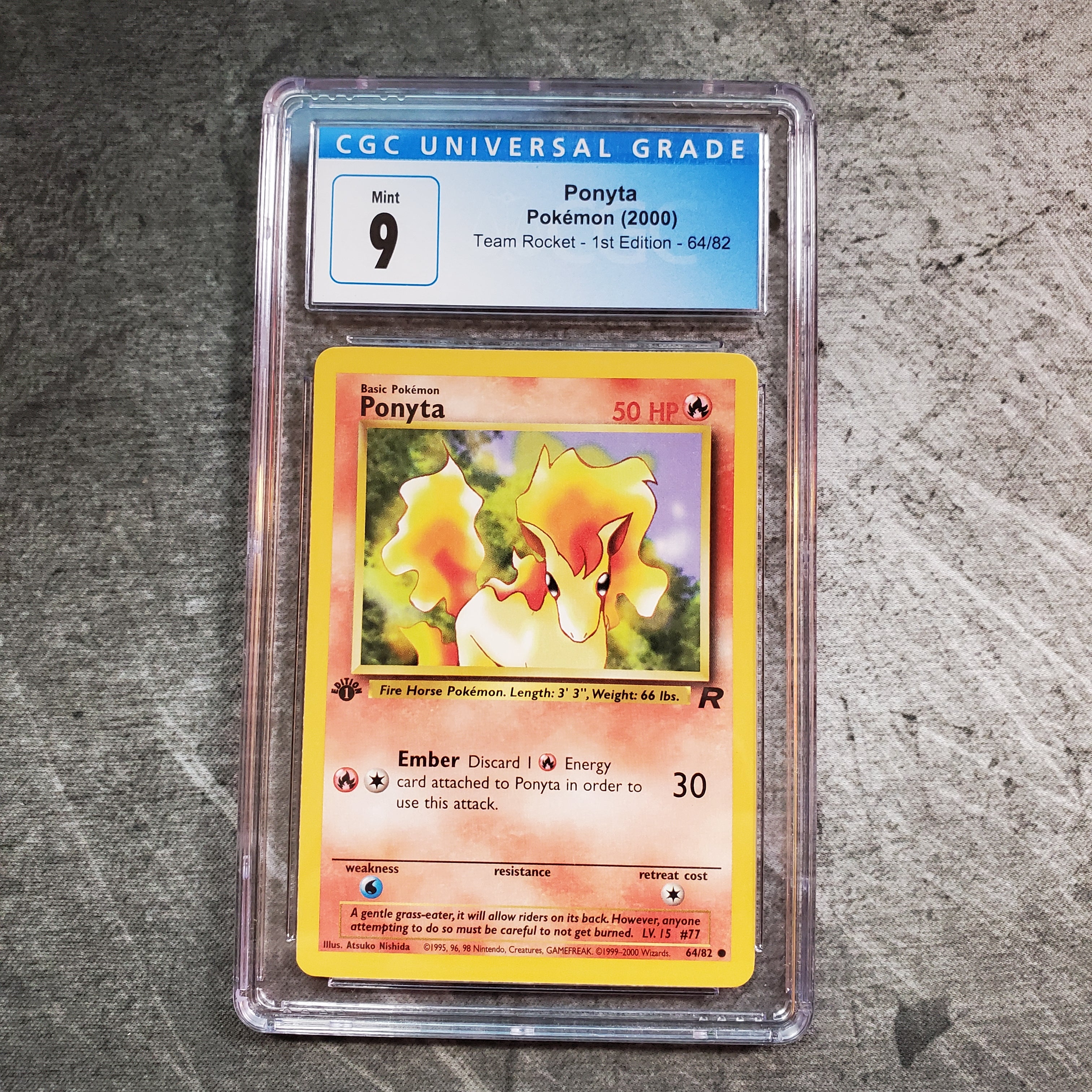 CGC 9 Ponyta 64/82 Pokmon Team Rocket 1st Edition FNT Collectibles CGC 9 Ponyta 64/82 Pokmon Team Rocket 1st Edition FNT Collectibles