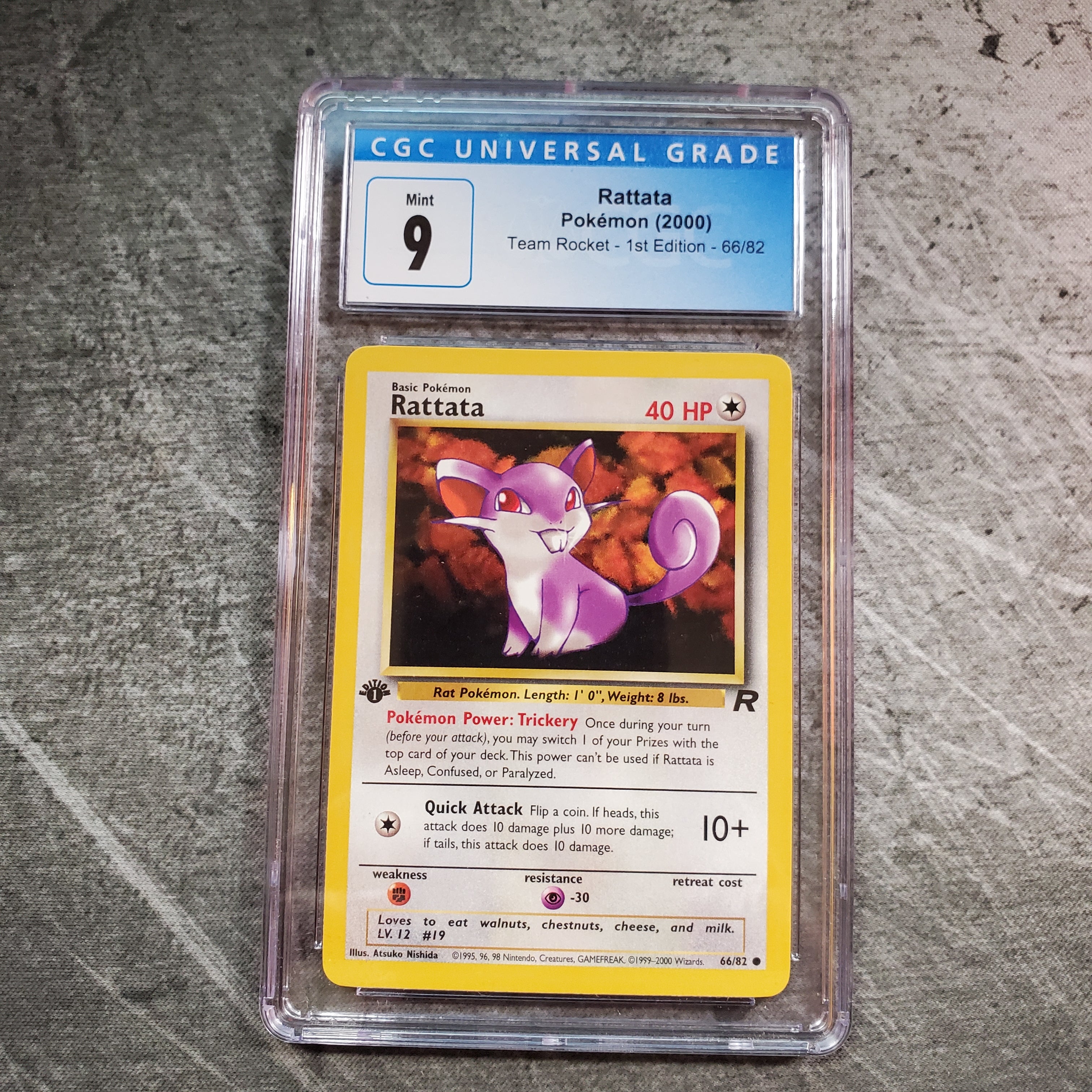CGC 9 Rattata 66/82 Pokemon Team Rocket 1st Edition FNT Collectibles CGC 9 Rattata 66/82 Pokemon Team Rocket 1st Edition FNT Collectibles