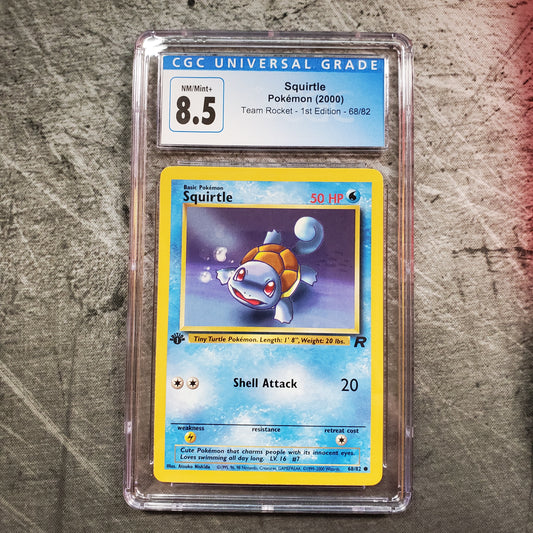 CGC 8.5 Squirtle 68/82 Pokémon Team Rocket 1st Edition