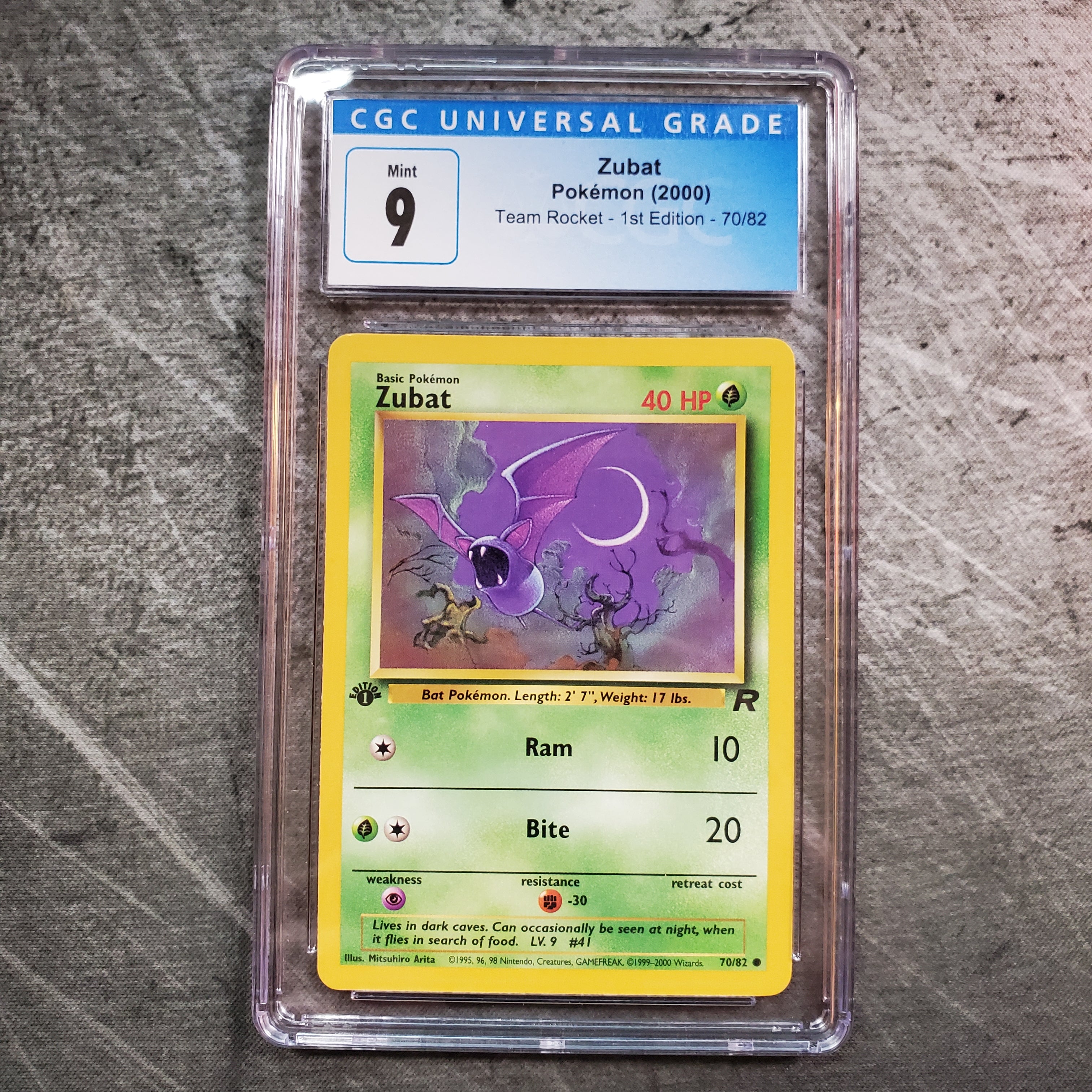 CGC 9 Zubat 70/82 Pokemon Team Rocket 1st Edition FNT Collectibles CGC 9 Zubat 70/82 Pokemon Team Rocket 1st Edition FNT Collectibles