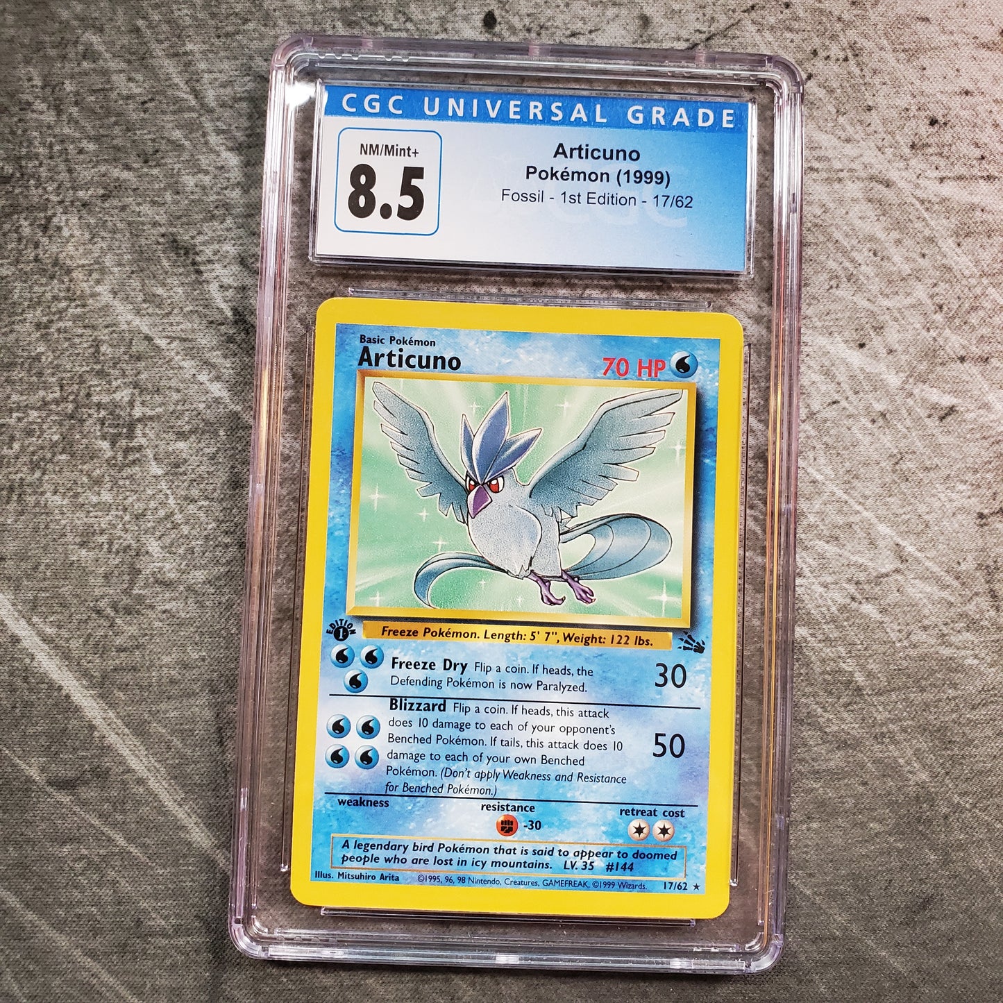 CGC 8.5 Articuno 17/62 Pokémon Fossil 1st Edition