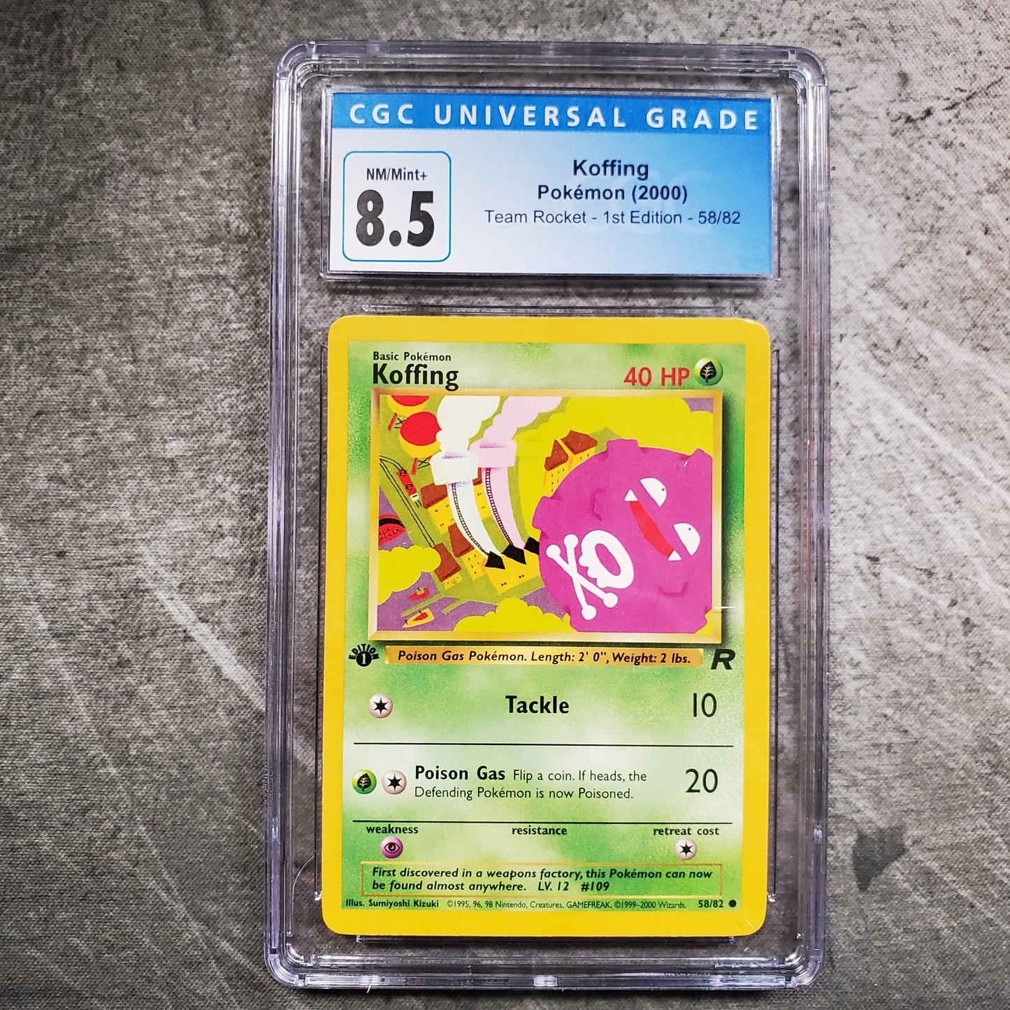 CGC 8.5 Koffing 58/82 Pokémon Team Rocket 1st Edition