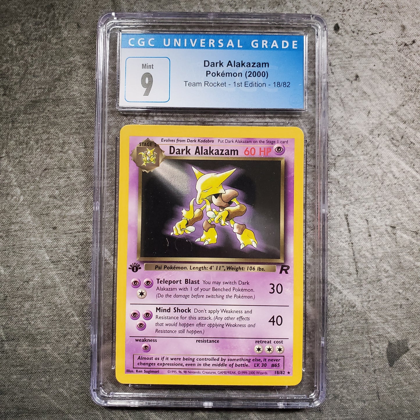 CGC 9 Dark Alakazam 18/82 Pokémon Team Rocket 1st Edition