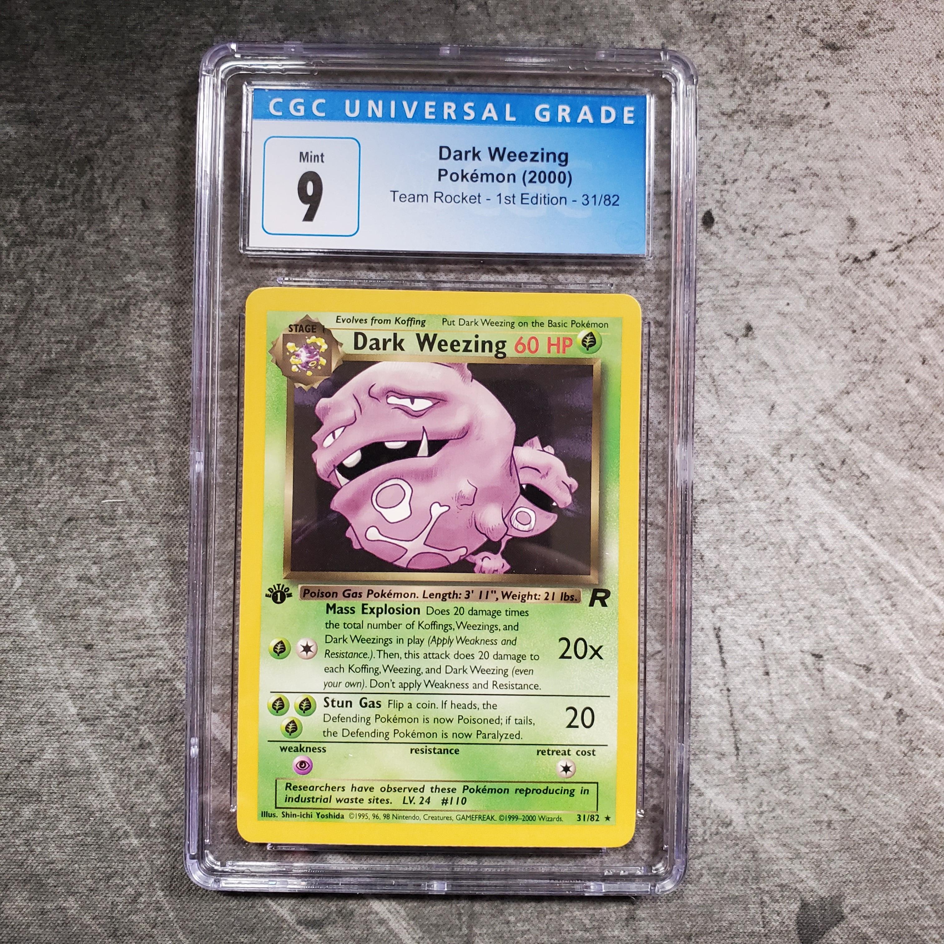 CGC 9 Dark Weezing 31/82 Pokmon Team Rocket 1st Edition FNT Collectibles CGC 9 Dark Weezing 31/82 Pokmon Team Rocket 1st Edition FNT Collectibles