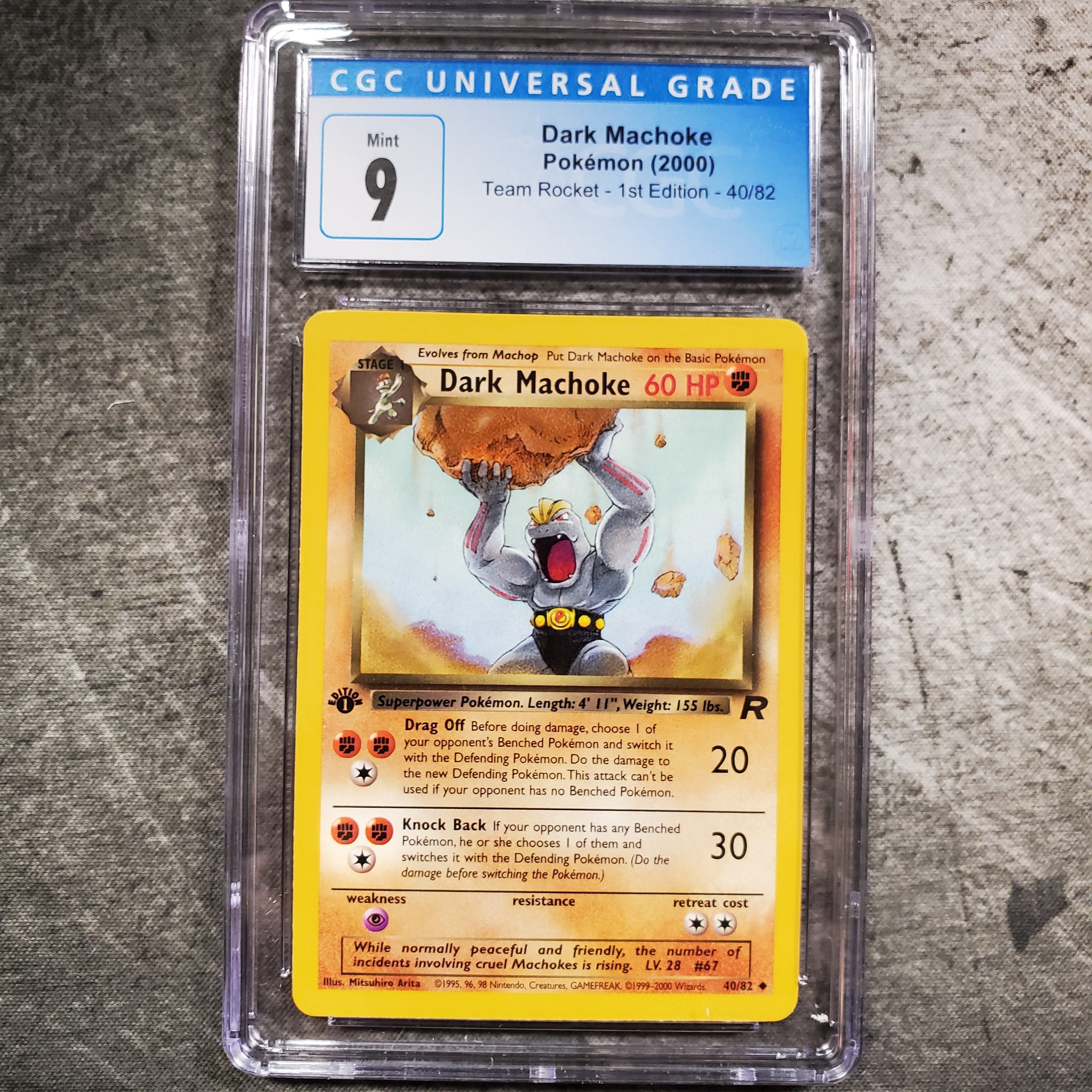 first edition machoke pokemon card CGC 9 Dark Machoke 40/82 Pokémon Team Rocket 1st Edition – FNT Collectibles