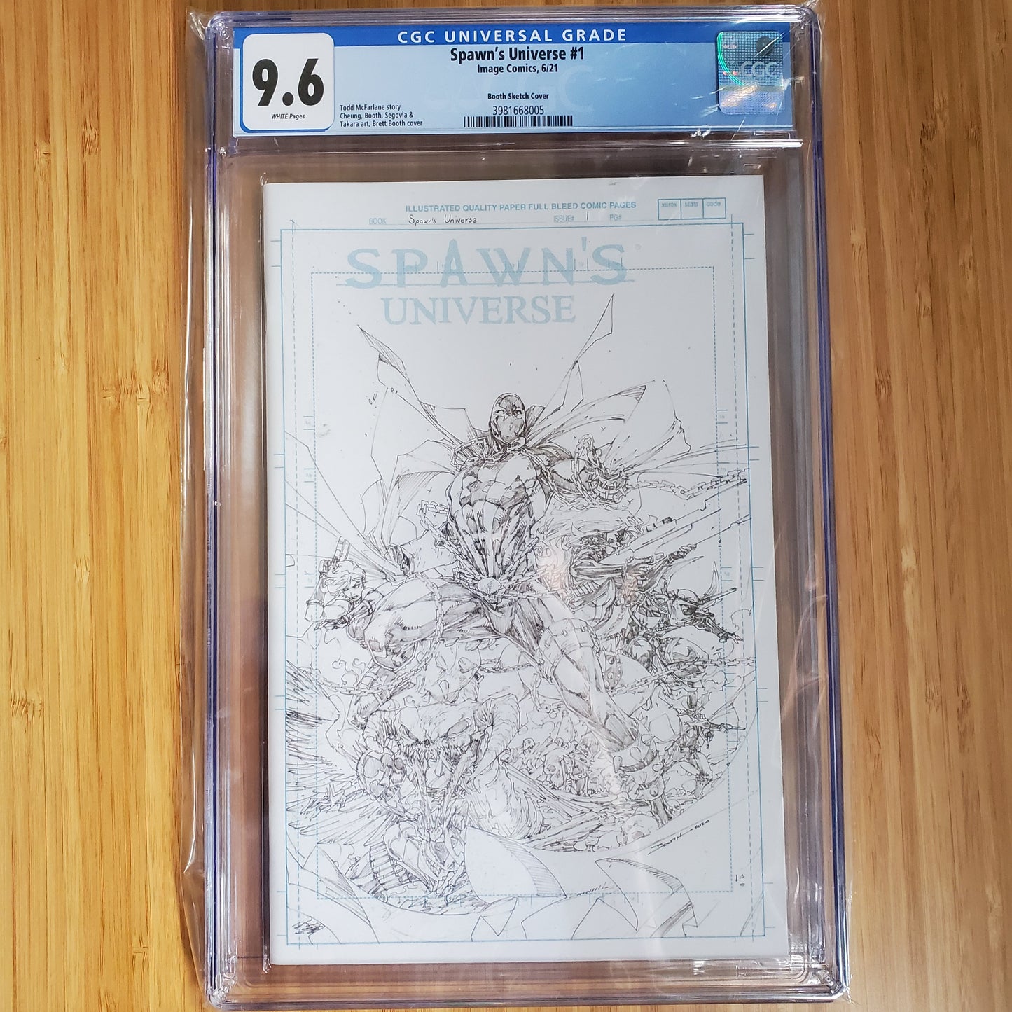 CGC 9.6 Spawn's Universe #1 6/21 Image Comics Booth Sketch Cover