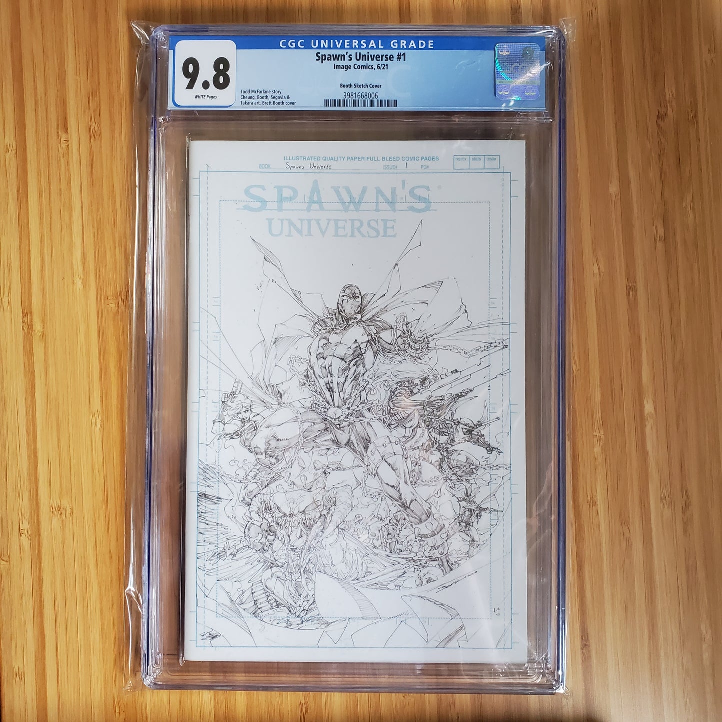CGC 9.8 Spawn's Universe #1 6/21 Image Comics Booth Sketch Cover