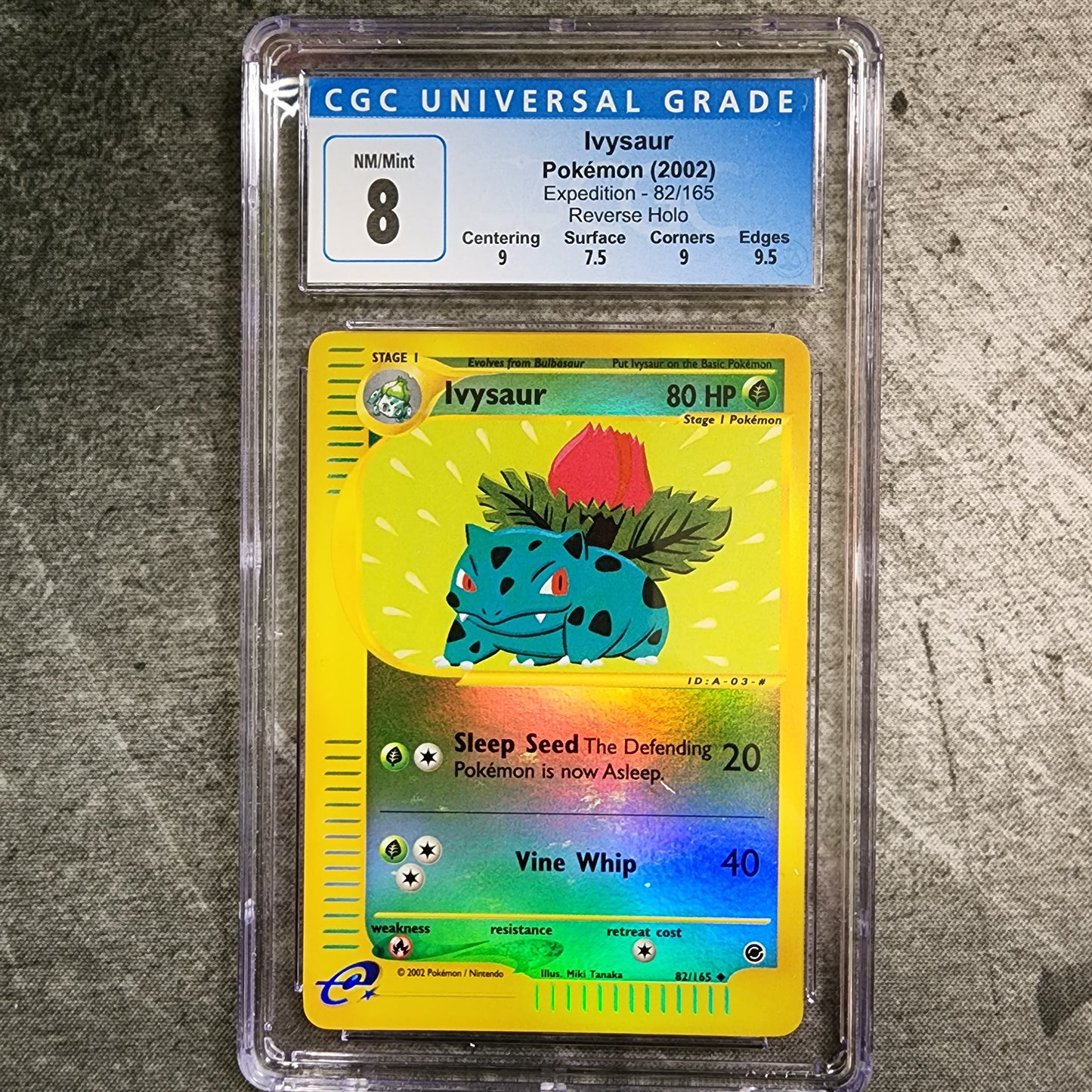 CGC 8 Ivysaur 82/165 Uncommon Reverse Holo Pokemon Expedition