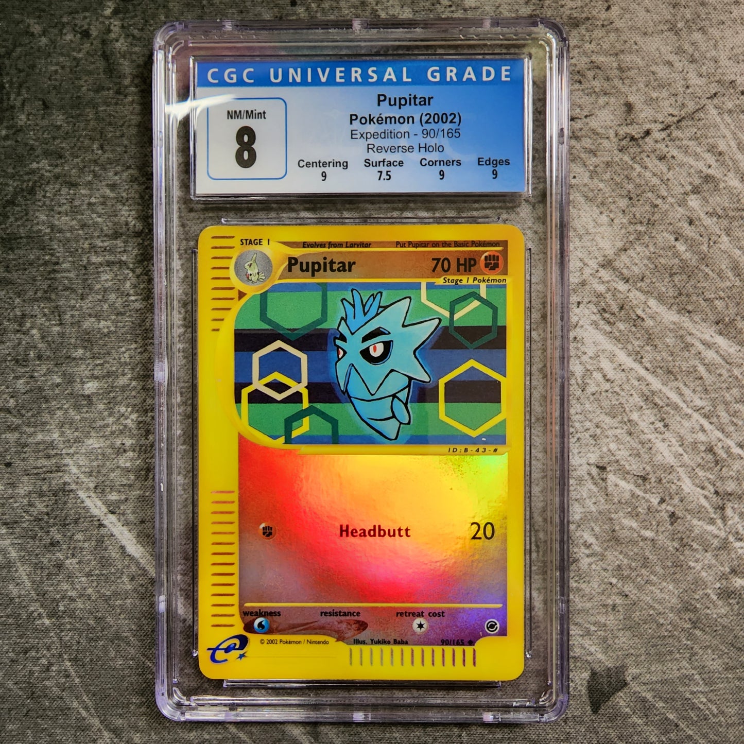 CGC 8 Pupitar 90/165 Common Reverse Holo Pokemon Expedition
