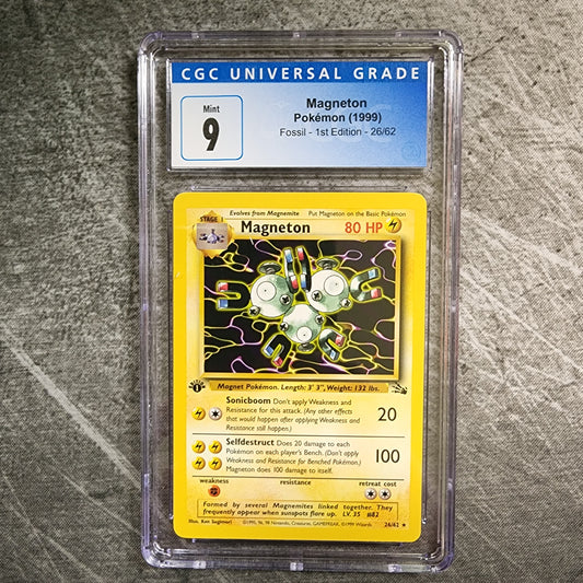 CGC 9 Magneton 26/62 Rare Pokemon Fossil - 1st Edition
