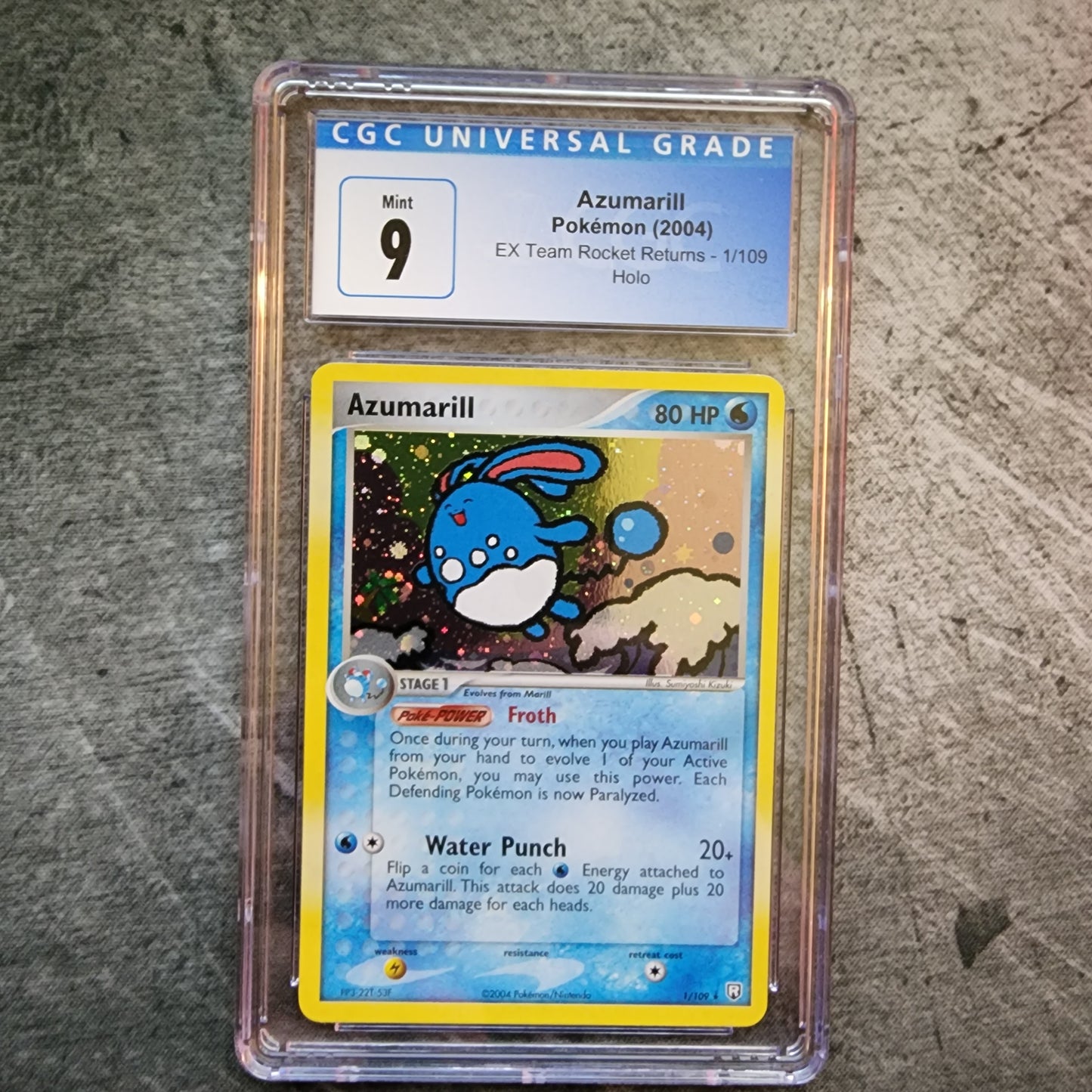 CGC 9 Azumarill 1/109 Rare Holo Pokemon EX Team Rocket Returns