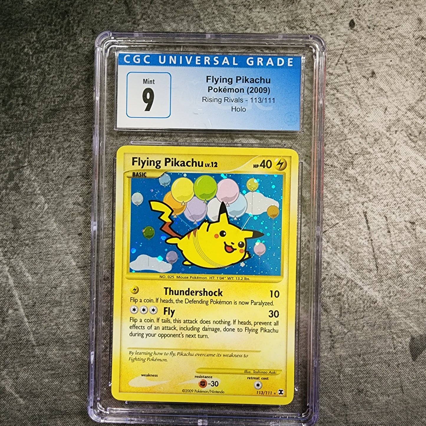 SWIRL CGC 9 Flying Pikachu 113/111 Rare Holo Pokemon Rising Rivals