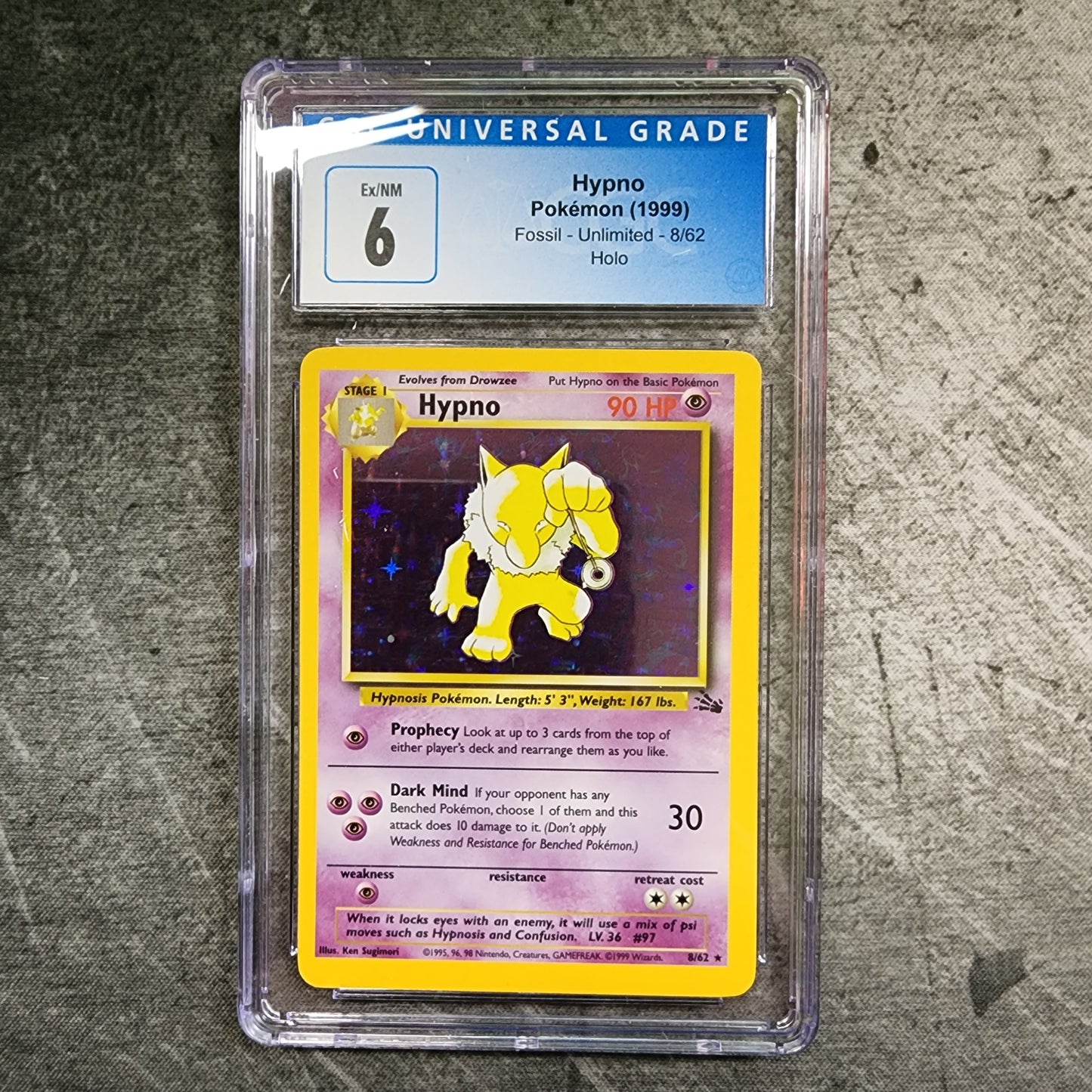 CGC 6 Hypno 8/62 Rare Holo Pokemon Fossil - Unlimited