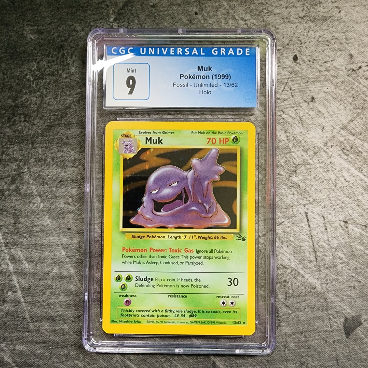 CGC 9 Muk 13/62 Rare Holo Pokemon Fossil - Unlimited