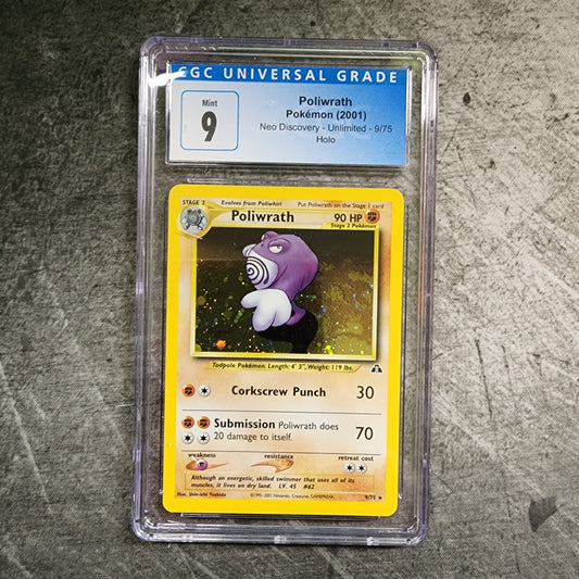 CGC 9 Poliwrath 9/75 Rare Holo Pokemon Neo Discovery - Unlimited