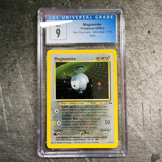 CGC 9 Magnemite 7/75 Rare Holo Pokemon Neo Discovery - Unlimited