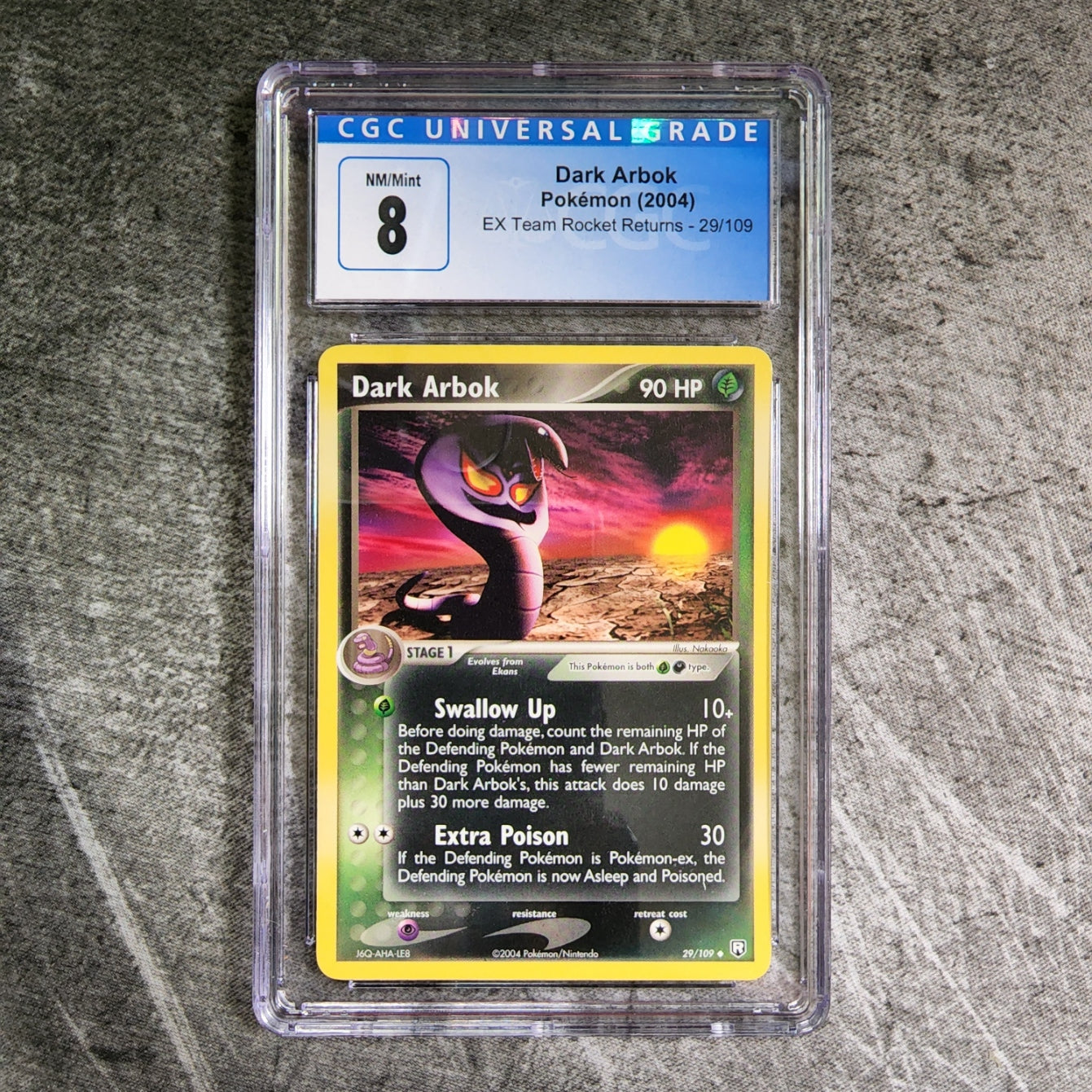CGC 8 Dark Arbok 29/109 Uncommon Pokemon EX Team Rocket Returns