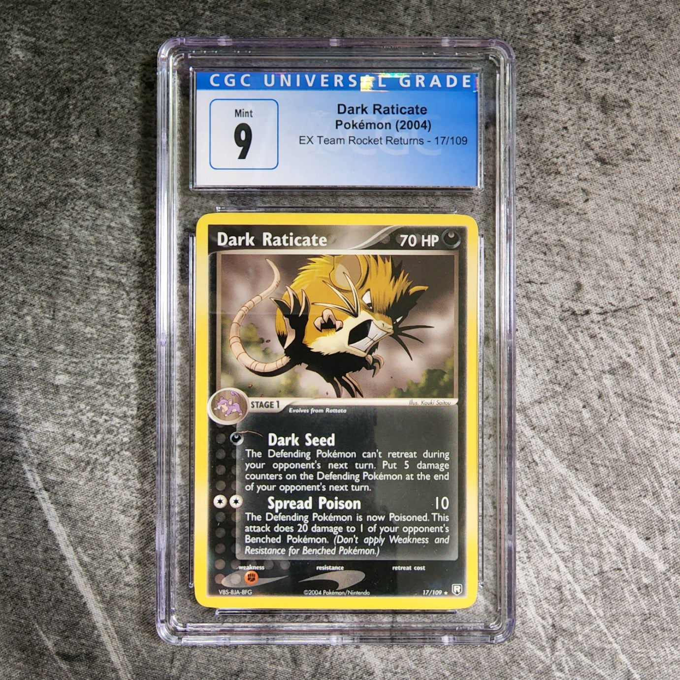 CGC 9 Dark Raticate 17/109 Rare Pokemon EX Team Rocket Returns