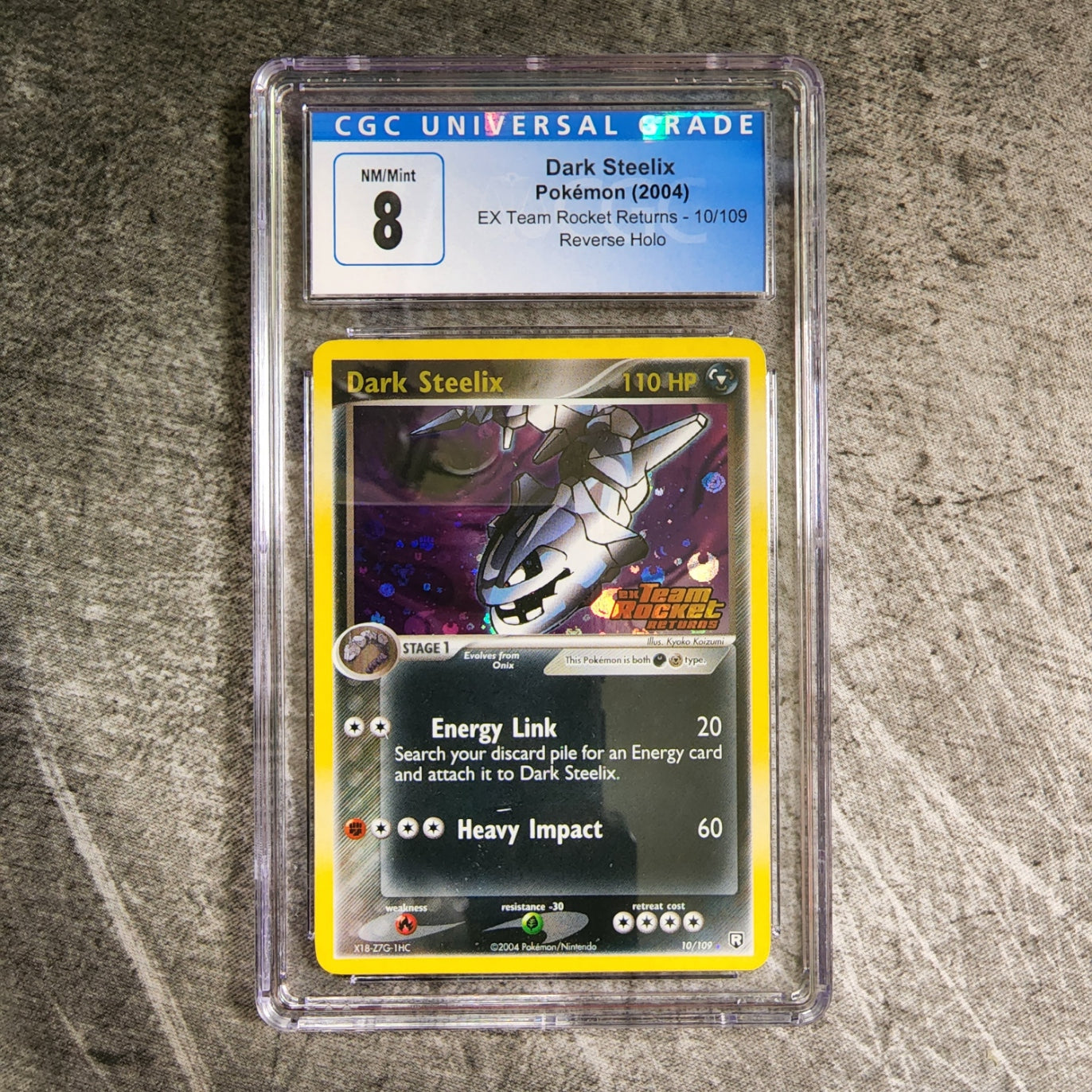CGC 8 Dark Steelix 10/109 Rare Reverse Holo Pokemon EX Team Rocket Returns