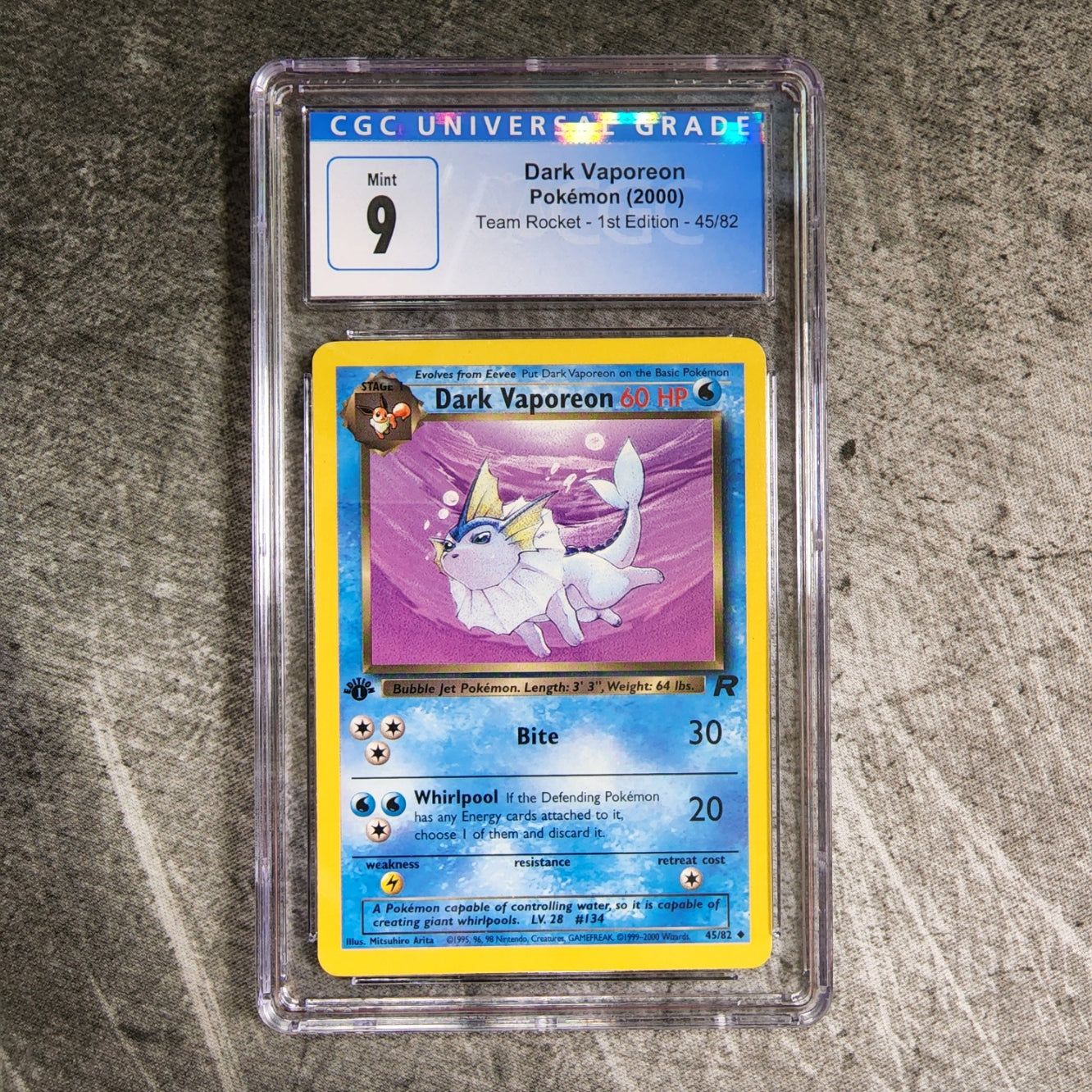 CGC 9 Dark Vaporeon 45/82 Uncommon Pokemon Team Rocket - 1st Edition CGC 9 Dark Vaporeon 45/82 Uncommon Pokemon Team Rocket - 1st Edition