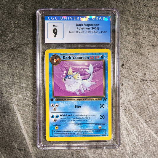 CGC 9 Dark Vaporeon 45/82 Uncommon Pokemon Team Rocket - 1st Edition