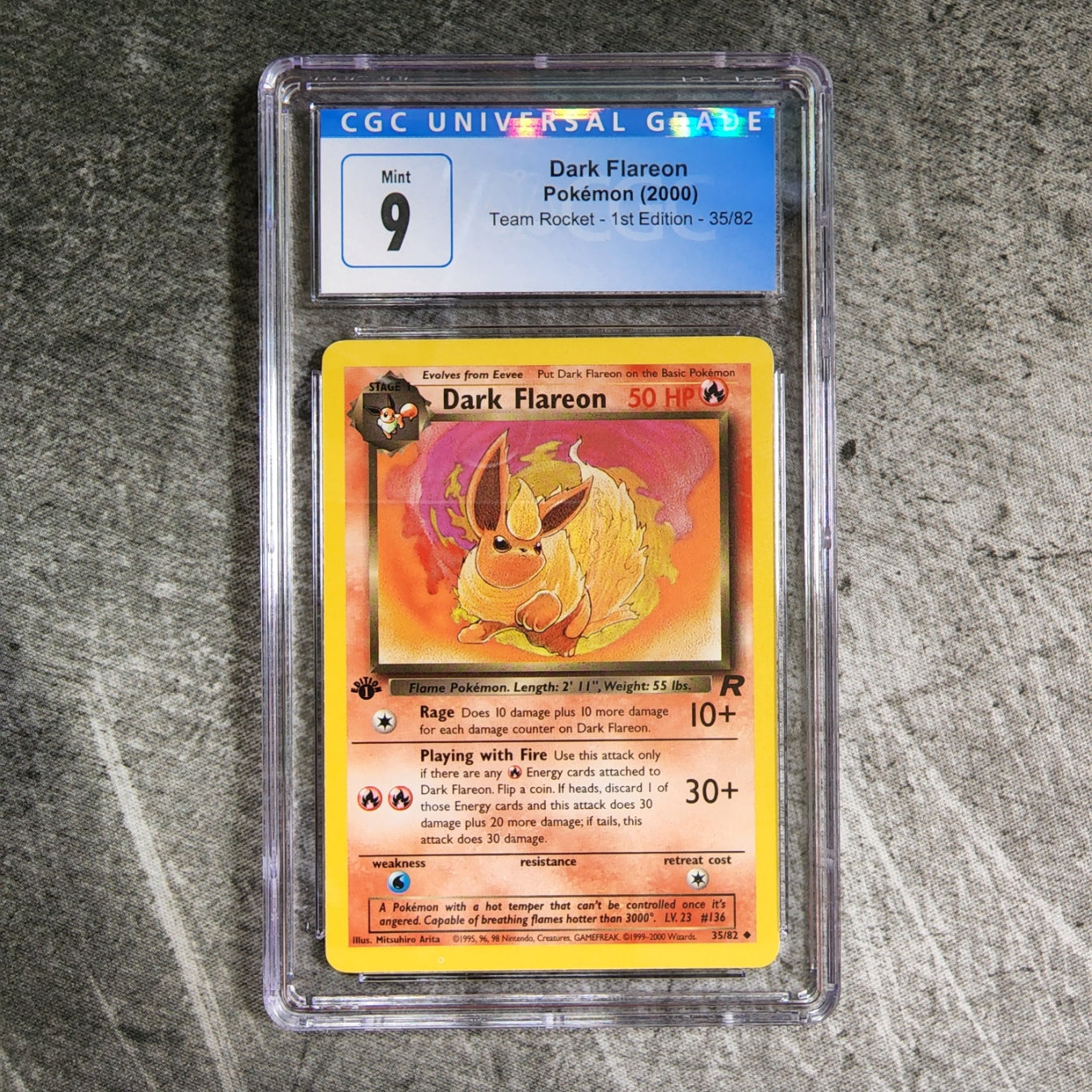 CGC 9 Dark Flareon 35/82 Uncommon Pokemon Team Rocket - 1st Edition