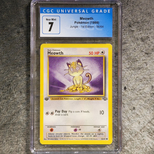 CGC 7 Meowth 56/64 Common Pokemon Jungle - 1st Edition