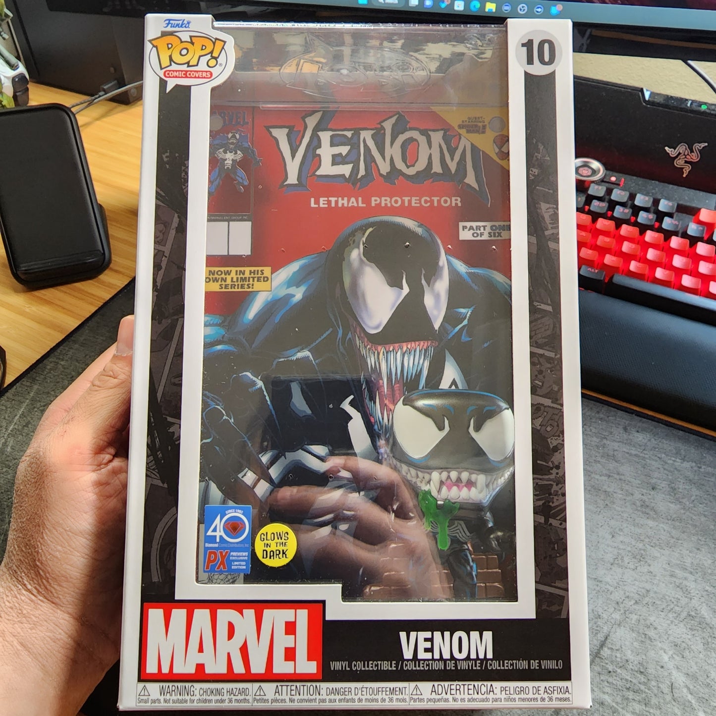 Marvel Venom Glow-in-the-Dark Pop! Lethal Protector Comic Cover Vinyl Figure - Previews Exclusive